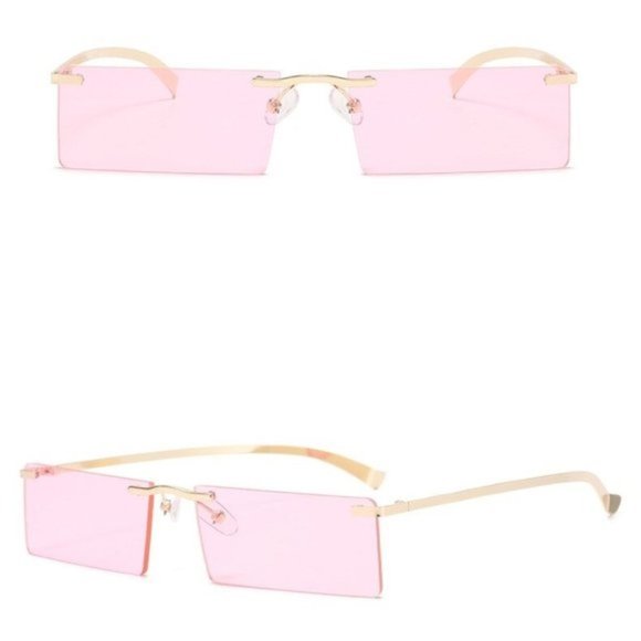 Pink Rimless Sunglasses - Picture 3 of 5